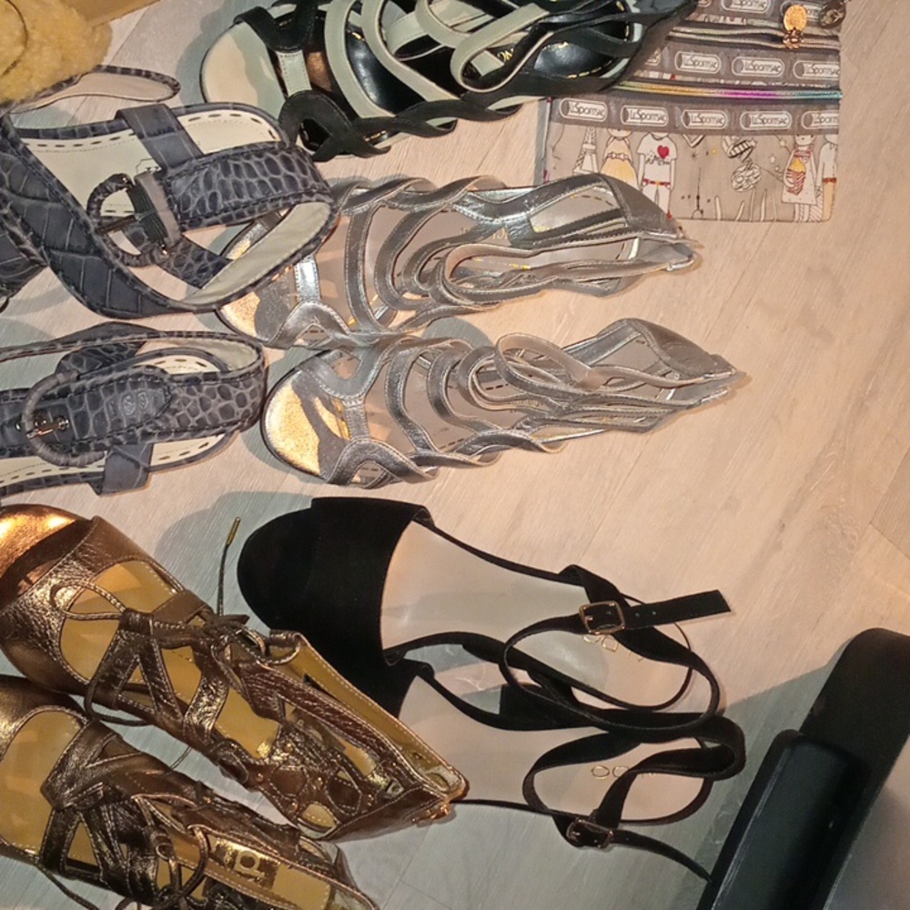 All types of shoes size 6 heels and flats $15 each pair